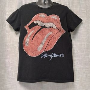 THE ROLLING STONES Red Lips Black Cotton T Shirt Mens SZ L